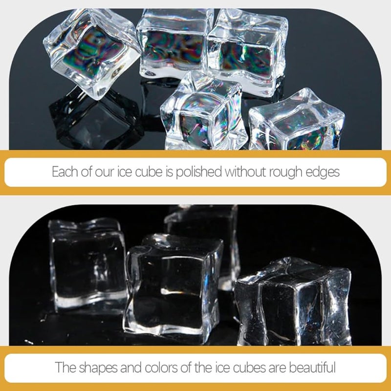 Unomor 60 قطعة مكعبات ثلج بلاستيكية قابلة لإعادة الاستخدام للتصوير وديكور الحفلات - Image 3